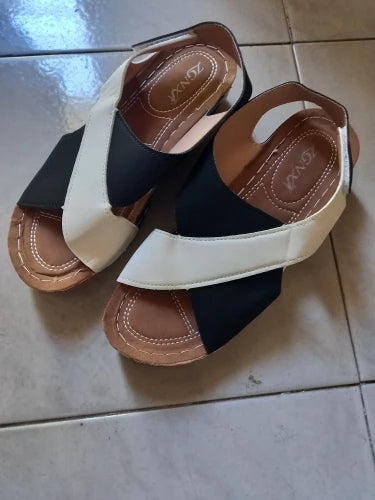 Women Wedge Sandals Peep Toe Lightweight Soft Heel Back Strap