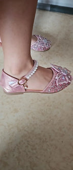 Kids Sandals Little Girls Flat Heel Bow Sequin Rhinestone Glitter Bling