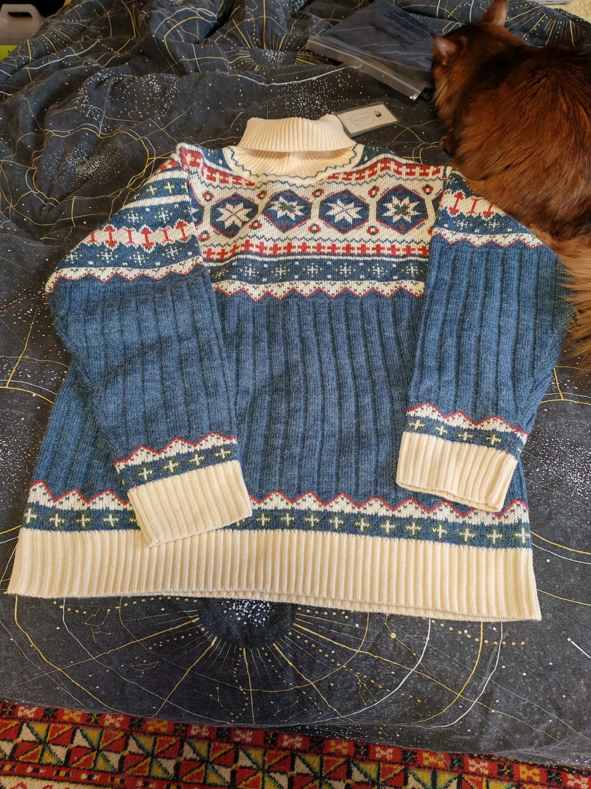 Christmas Jumper Men | Fair Isle Turtleneck Sweater | Warm Winter