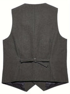 Men's herringbone waistcoat tailored fit, wool blend five-button notch lapel vest