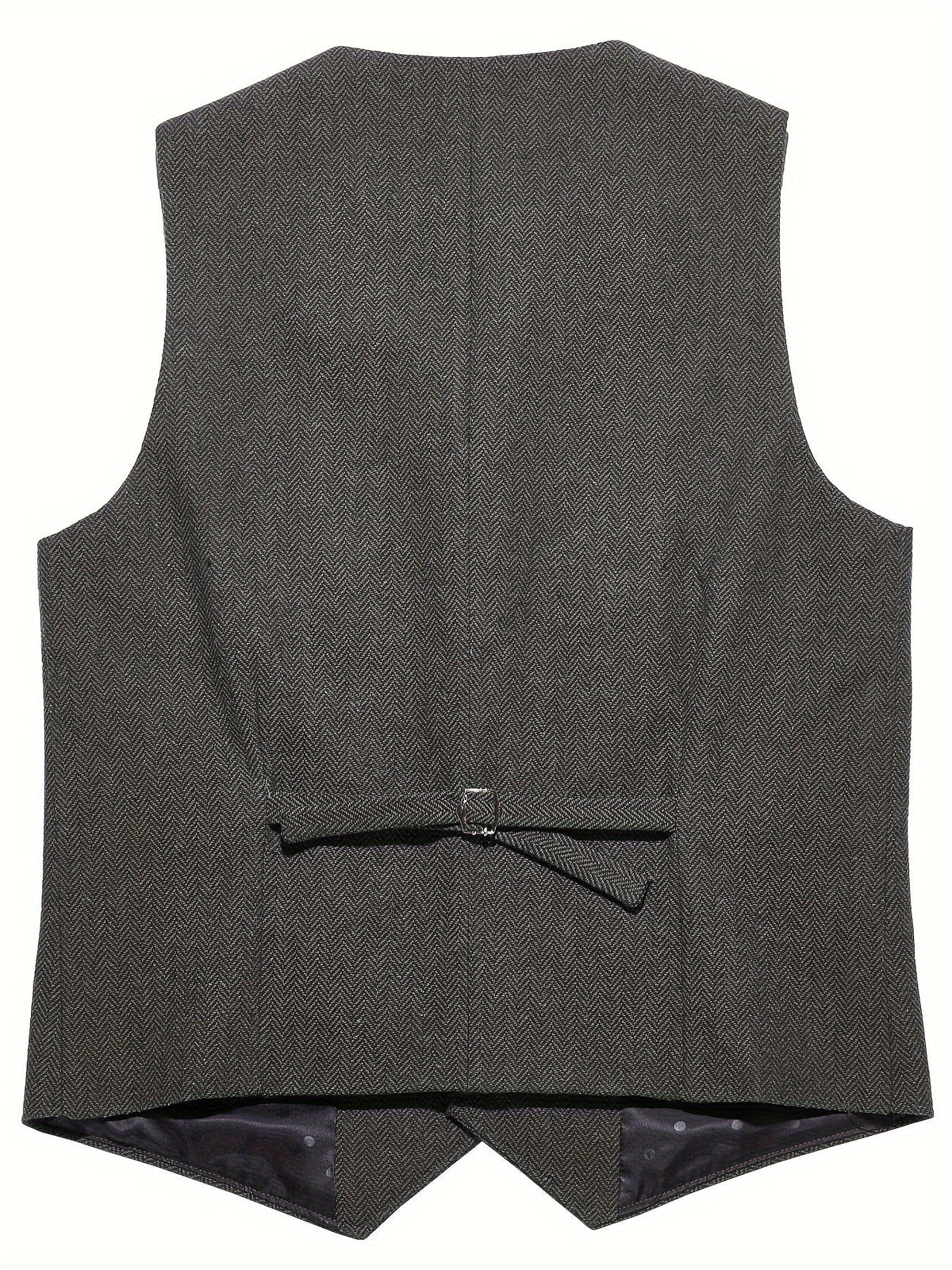 Men's herringbone waistcoat tailored fit, wool blend five-button notch lapel vest