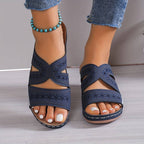 Women's orthopedic sandals with slip-resistant sole and buckle closure, cushioned comfort