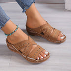 Women's orthopedic sandals with slip-resistant sole and buckle closure, cushioned comfort