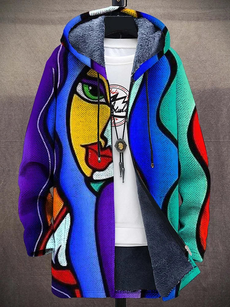 Women longline artistic cardigan oversized fit multicolour pattern