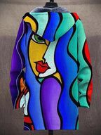 Women longline artistic cardigan oversized fit multicolour pattern