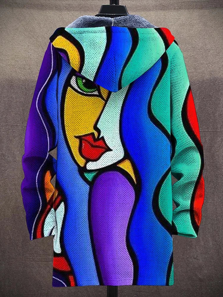 Women longline artistic cardigan oversized fit multicolour pattern