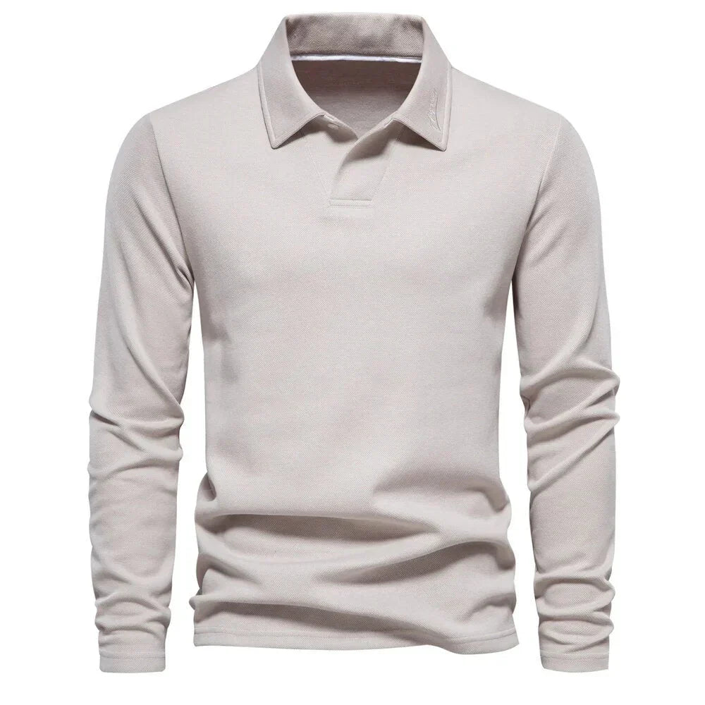 Men cotton blend polo sweater classic collar button-down casual fit