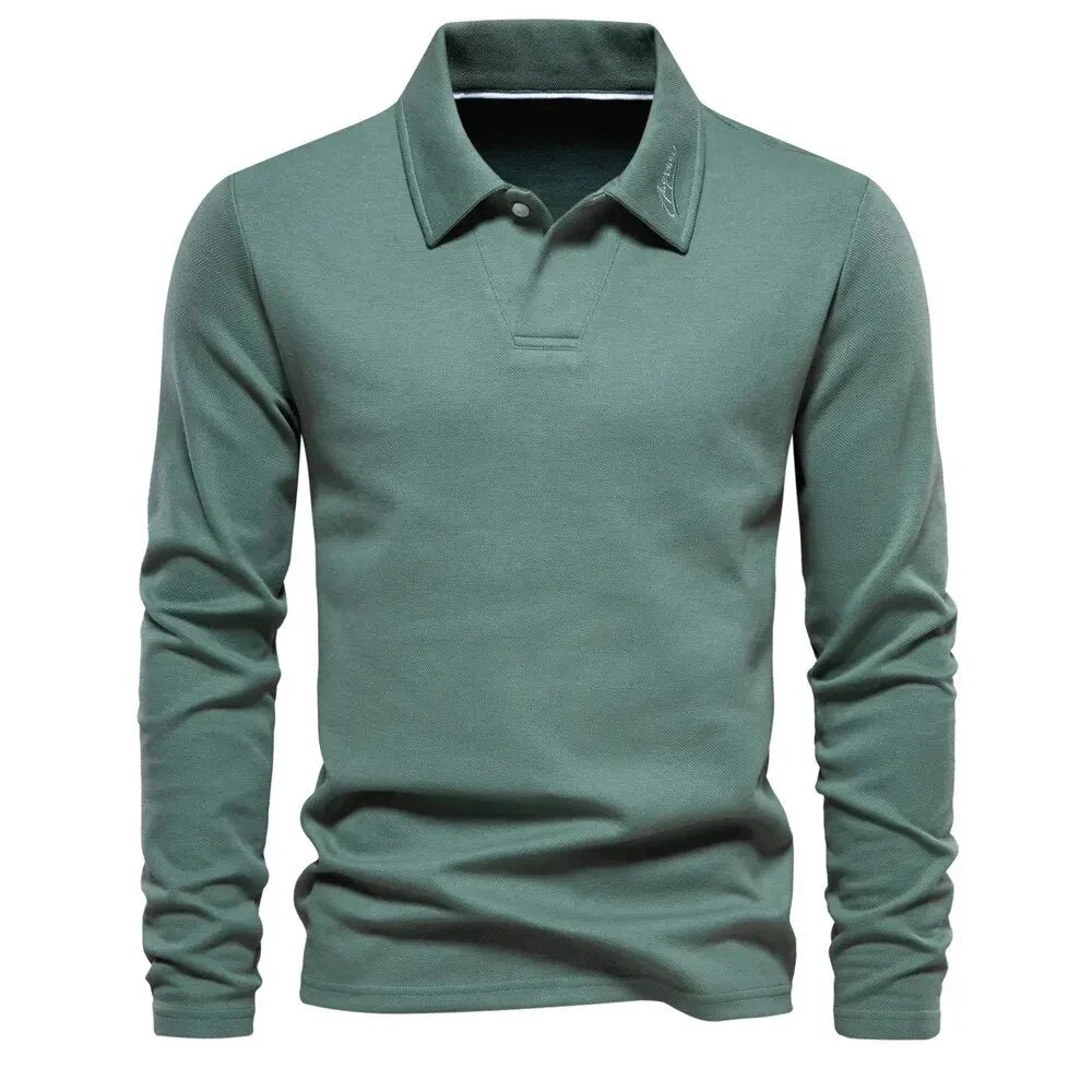 Men cotton blend polo sweater classic collar button-down casual fit