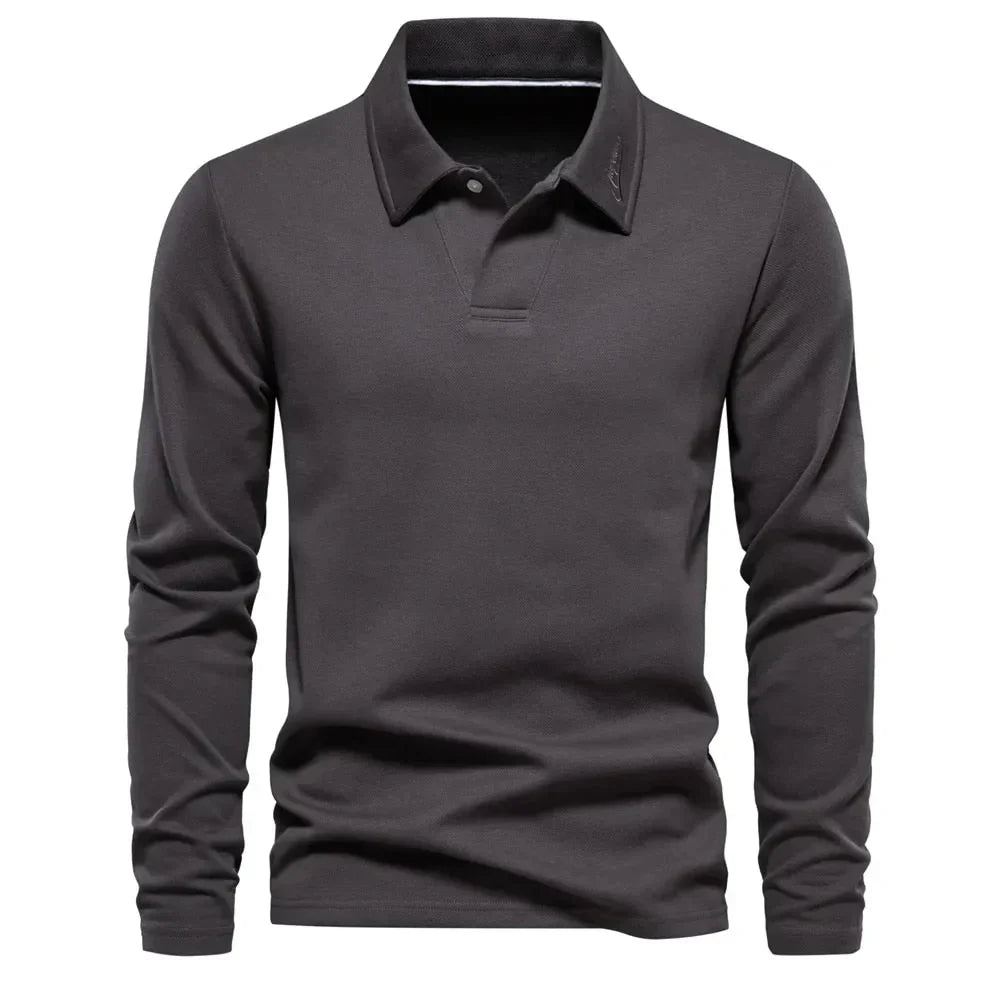 Men cotton blend polo sweater classic collar button-down casual fit