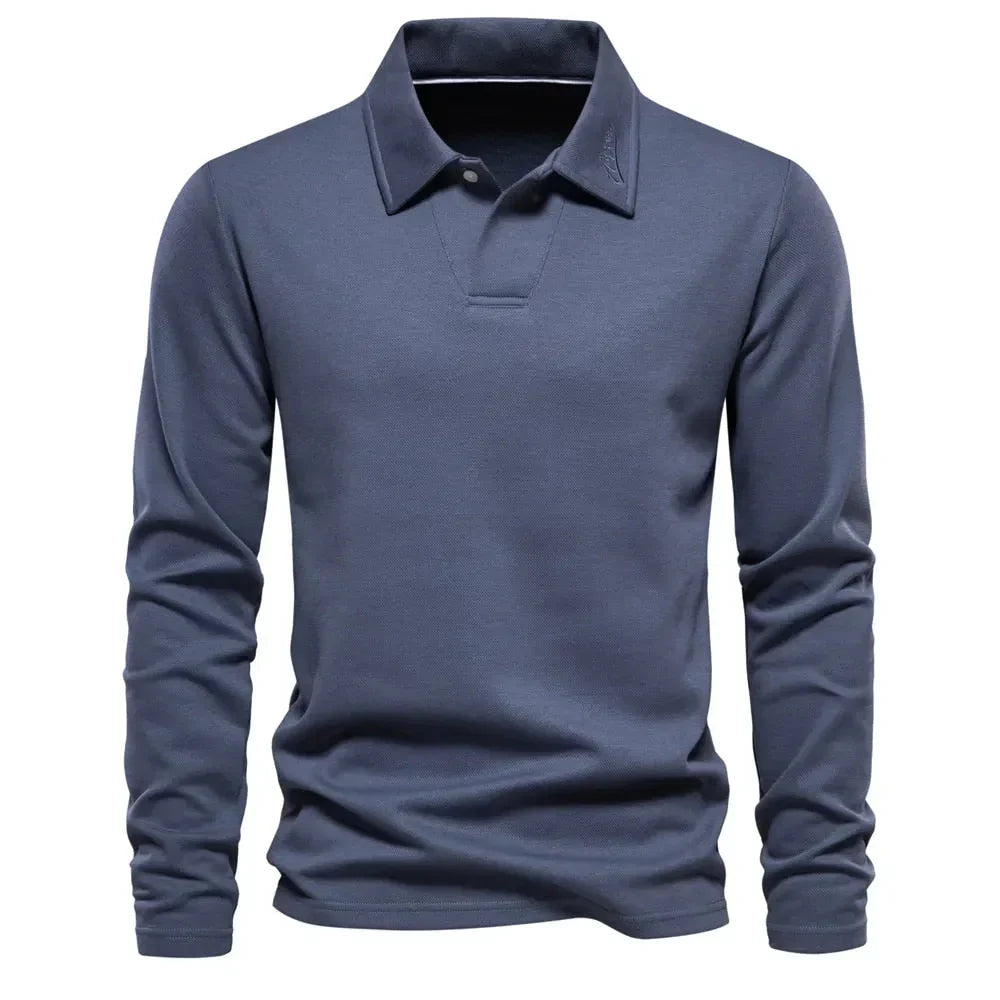 Men cotton blend polo sweater classic collar button-down casual fit