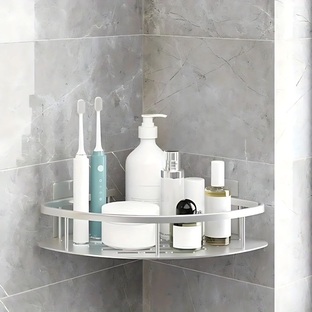 Wall-mounted shower caddy organizer rustproof 1 and 2 tier silver and black