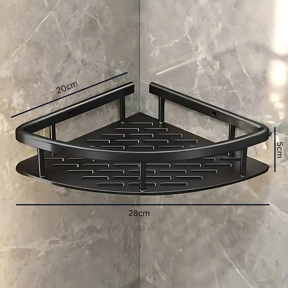 Wall-mounted shower caddy organizer rustproof 1 and 2 tier silver and black