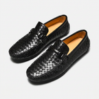 Men's Leather Loafers | Woven Slip-On Driving Style