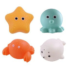 Light-up sea animal bath toys set of 4 with fishing net for kids
