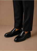 Men's Leather Loafers | Penny Strap, Slip-On | Black