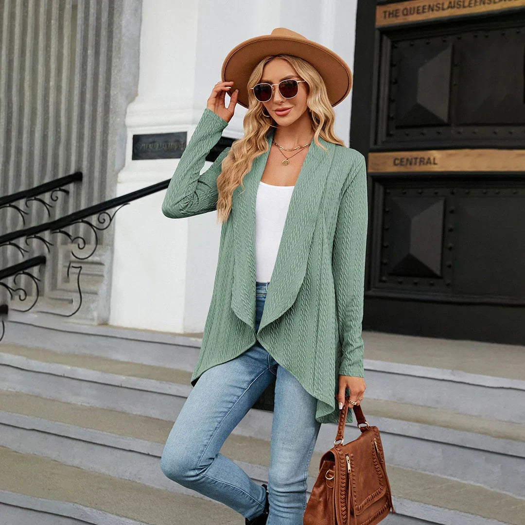 Women knit open front cardigan long sleeve in multiple colors