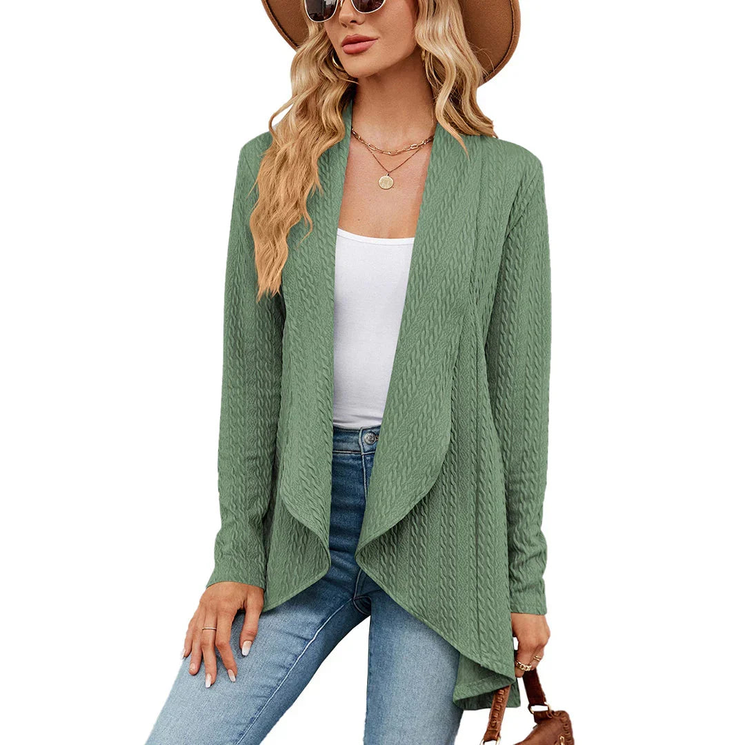 Women knit open front cardigan long sleeve in multiple colors