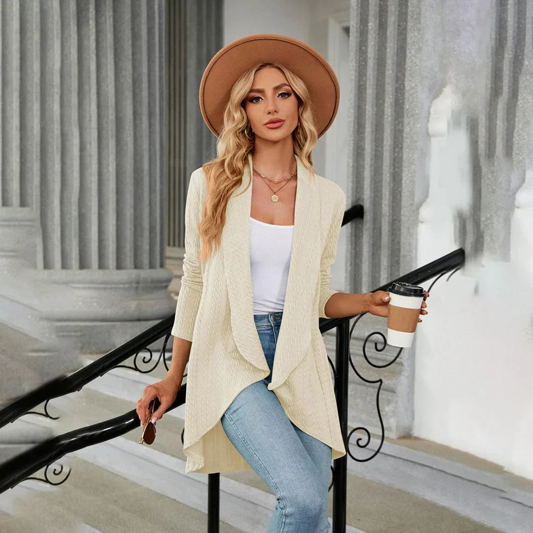 Women knit open front cardigan long sleeve in multiple colors