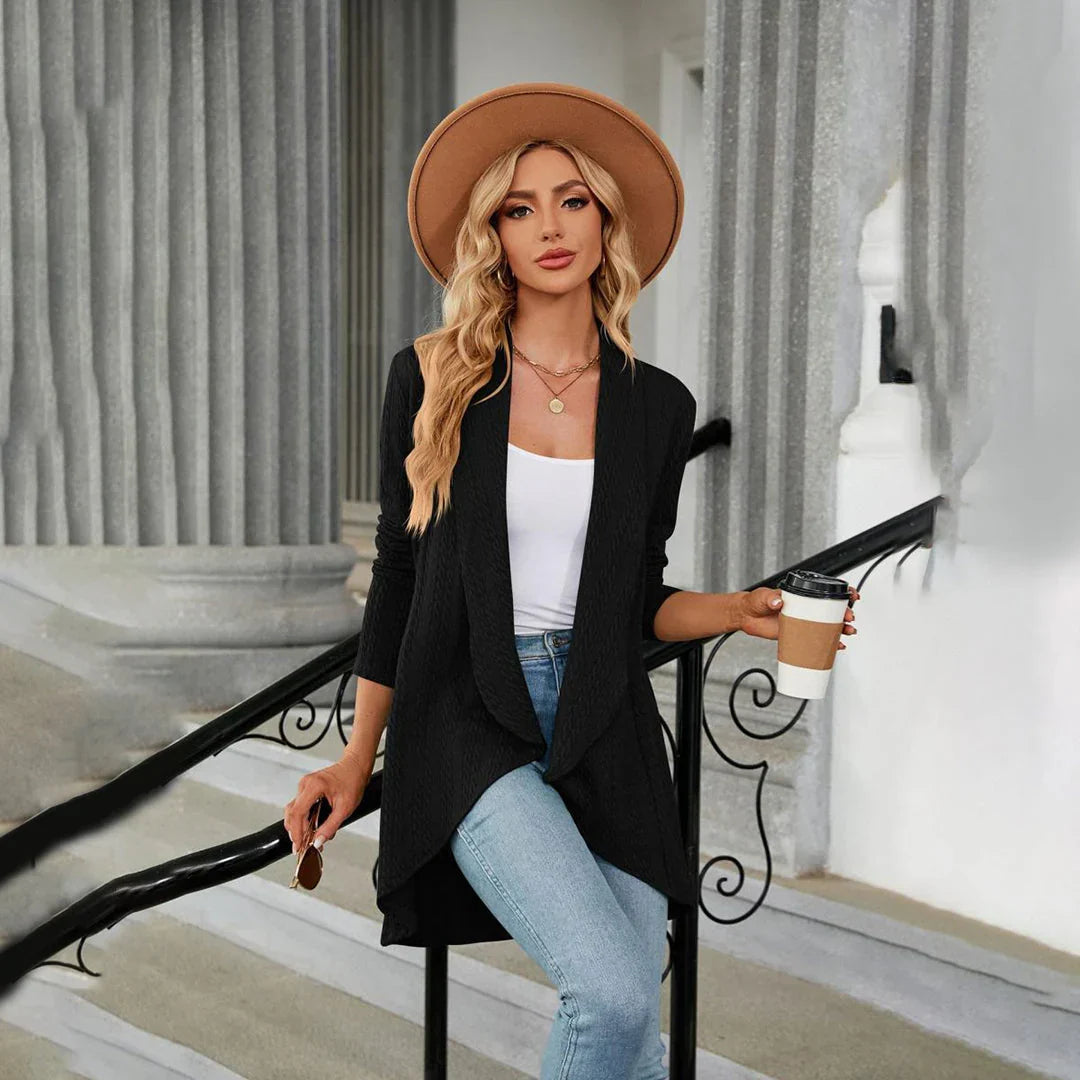 Women knit open front cardigan long sleeve in multiple colors
