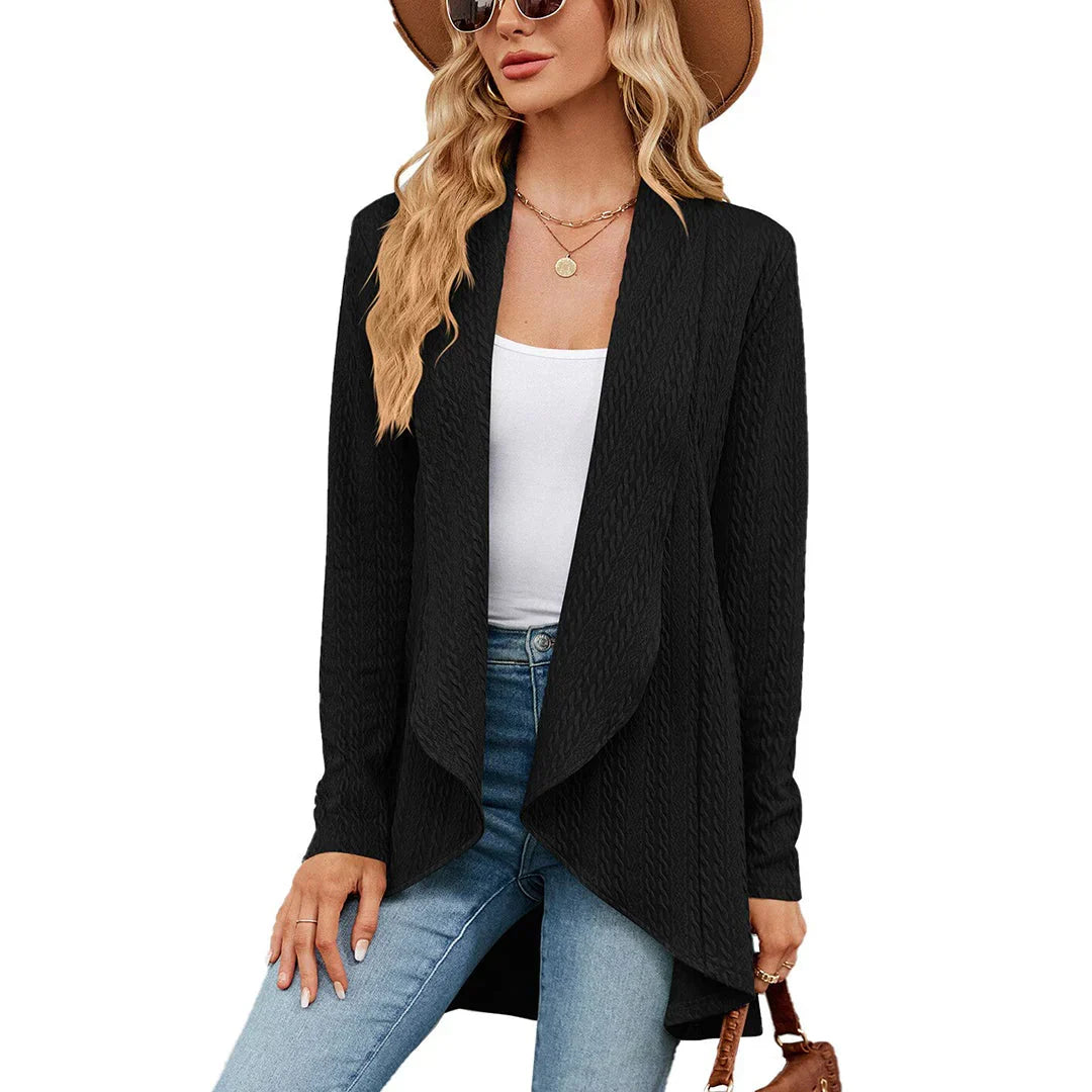Women knit open front cardigan long sleeve in multiple colors