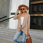 Women knit open front cardigan long sleeve in multiple colors