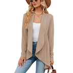 Women knit open front cardigan long sleeve in multiple colors