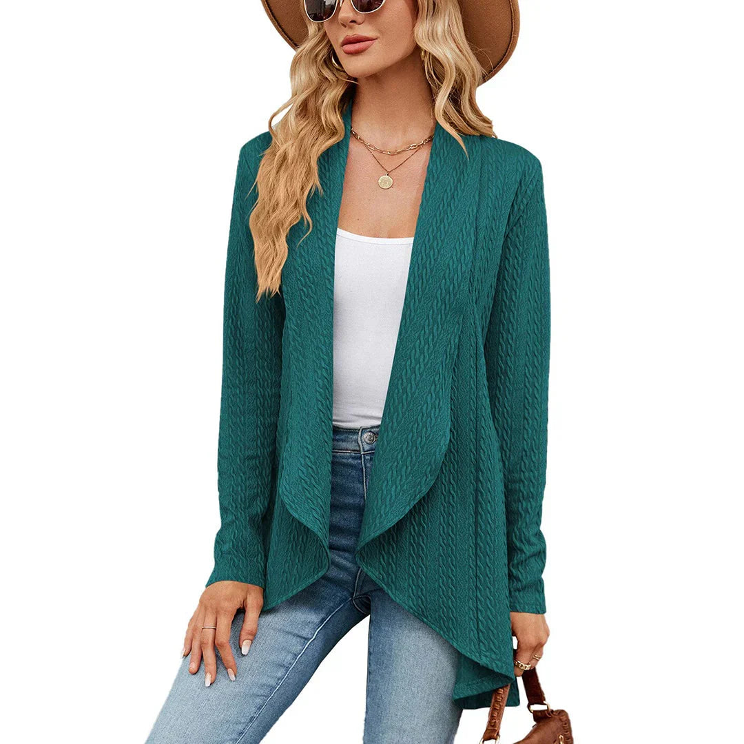 Women knit open front cardigan long sleeve in multiple colors