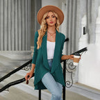 Women knit open front cardigan long sleeve in multiple colors
