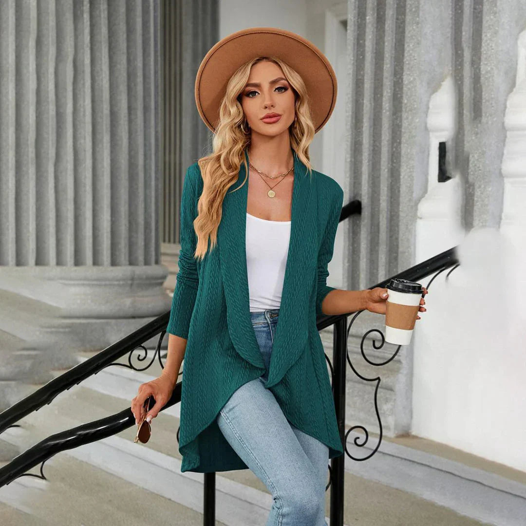 Women knit open front cardigan long sleeve in multiple colors