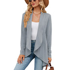 Women knit open front cardigan long sleeve in multiple colors