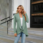 Women knit open front cardigan long sleeve in multiple colors