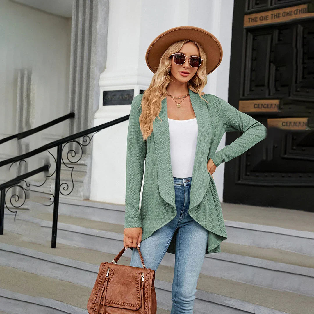 Women knit open front cardigan long sleeve in multiple colors