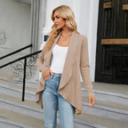 Women knit open front cardigan long sleeve in multiple colors