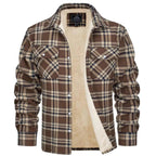 Women plaid fleece lined shacket button-up sherpa interior fall winter