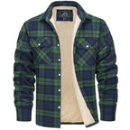 Women plaid fleece lined shacket button-up sherpa interior fall winter