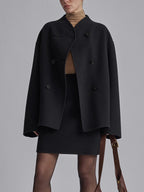 Women's button coat relaxed fit plush fabric, available in Brown, Grey, Black, Khaki