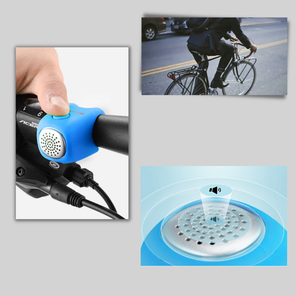 Silicone bike horn 110dB three tone splash resistant compact handlebar mount