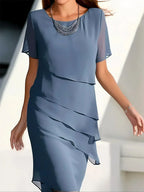Women layered dress with flattering silhouette in multiple colours