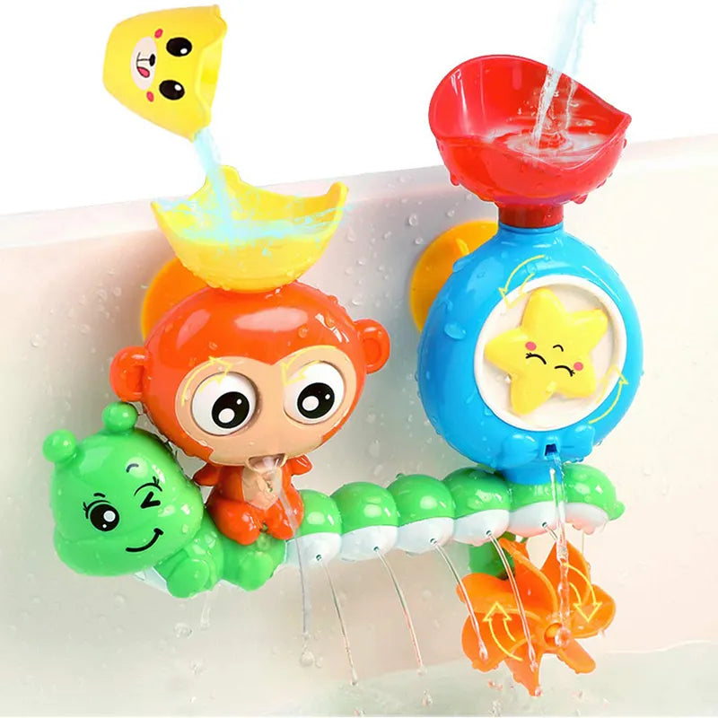 Kids bath toy water play set with suction cup wall track, educational toddler toy