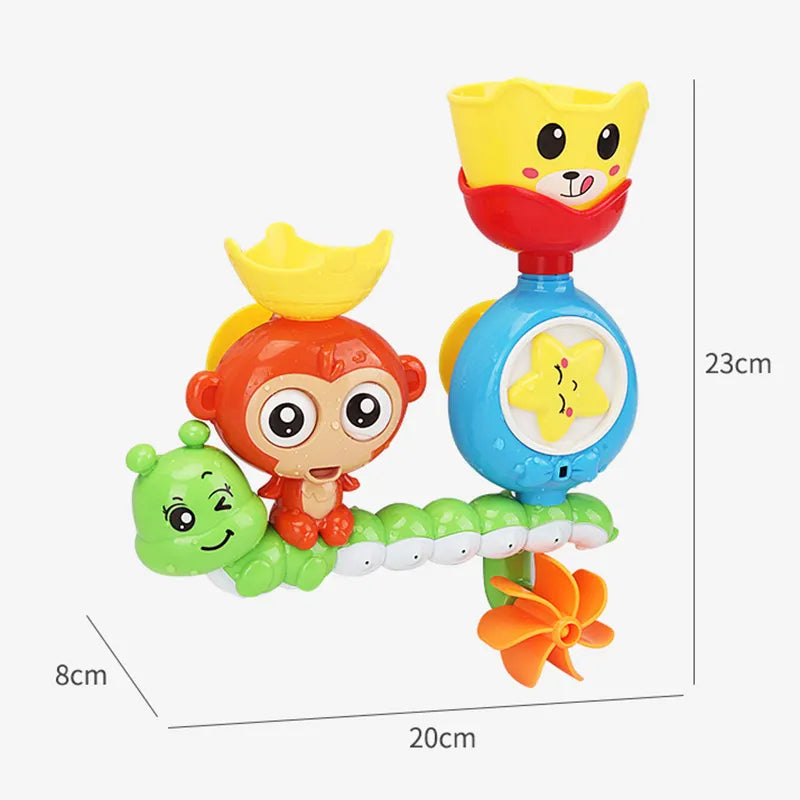 Kids bath toy water play set with suction cup wall track, educational toddler toy