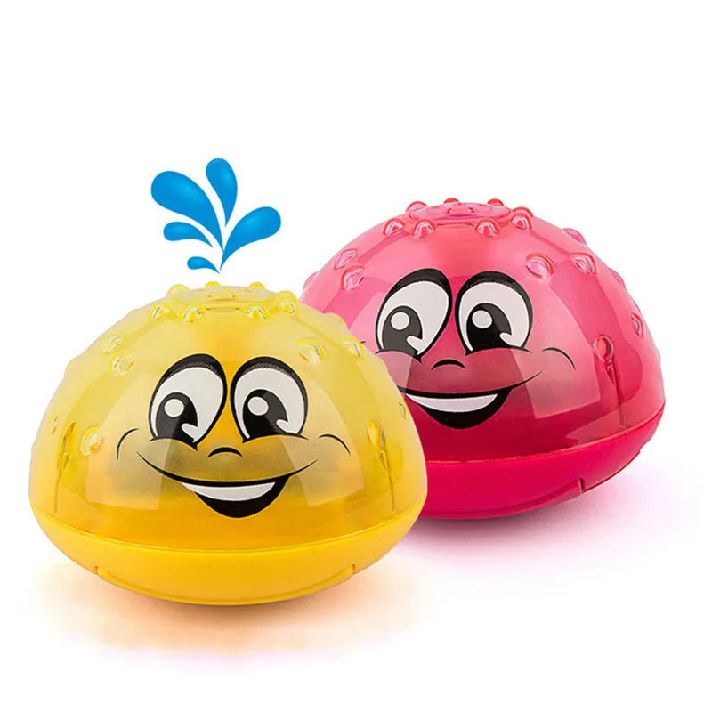 LED water spray ball bath toy with color-changing lights for toddlers