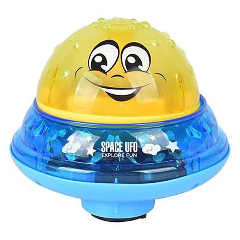 LED water spray ball bath toy with color-changing lights for toddlers