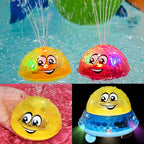 LED water spray ball bath toy with color-changing lights for toddlers