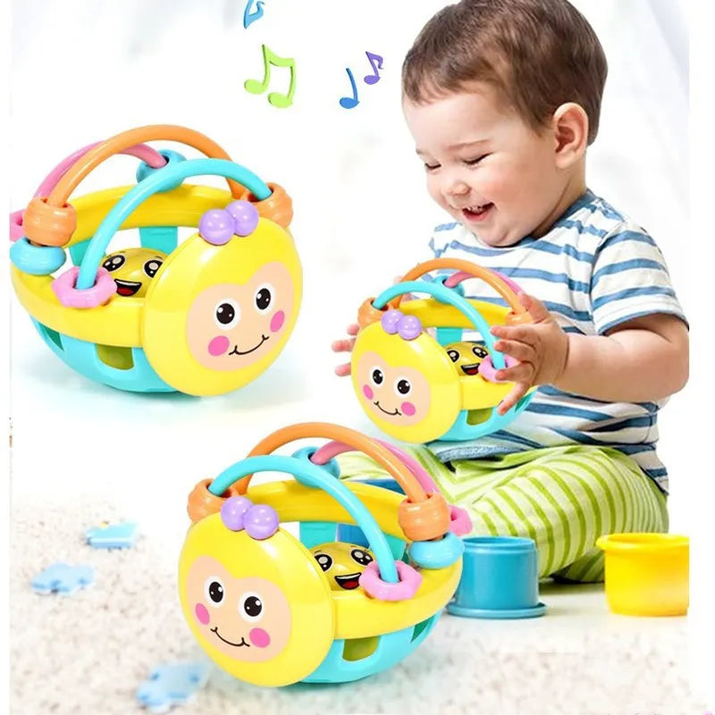 Teething sensory ball for babies, colorful rattle teether for gum relief