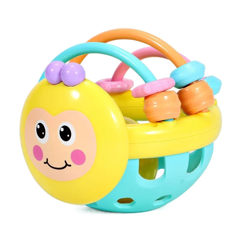 Teething sensory ball for babies, colorful rattle teether for gum relief