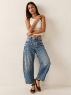 Women's baggy jeans high waist relaxed fit casual denim