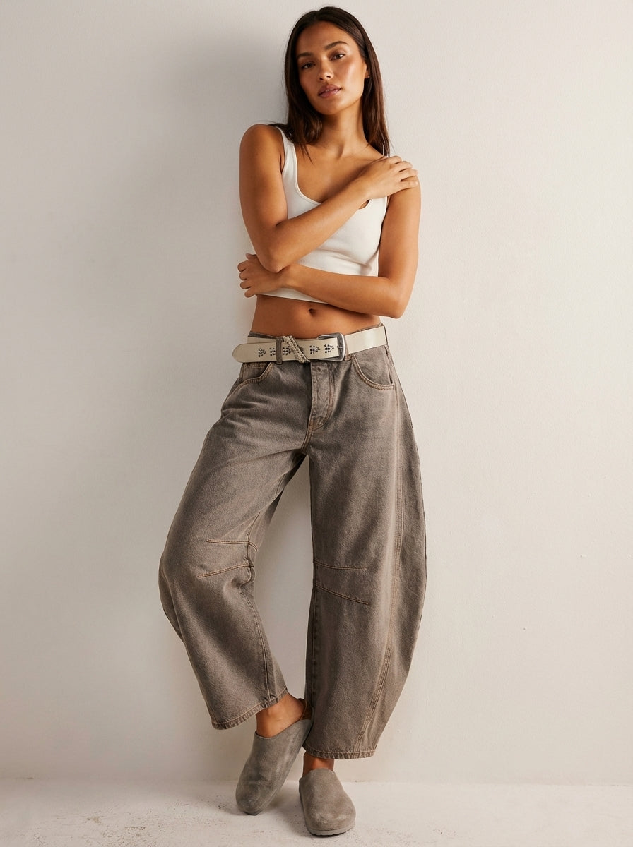 Women's baggy jeans high waist relaxed fit casual denim