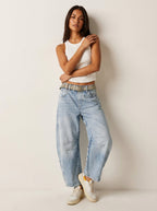 Women's baggy jeans high waist relaxed fit casual denim