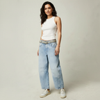 Women's baggy jeans high waist relaxed fit casual denim