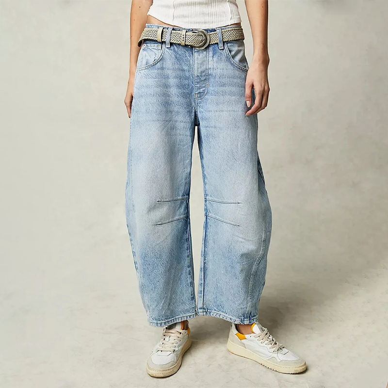 Women's baggy jeans high waist relaxed fit casual denim